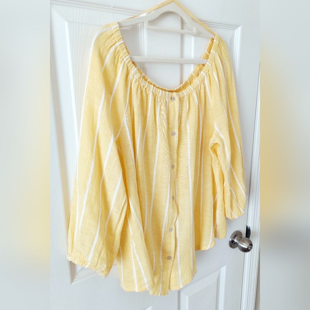 ✨️🎉SOLD!🎉✨️Style & Co Linen Blend Striped Blouse